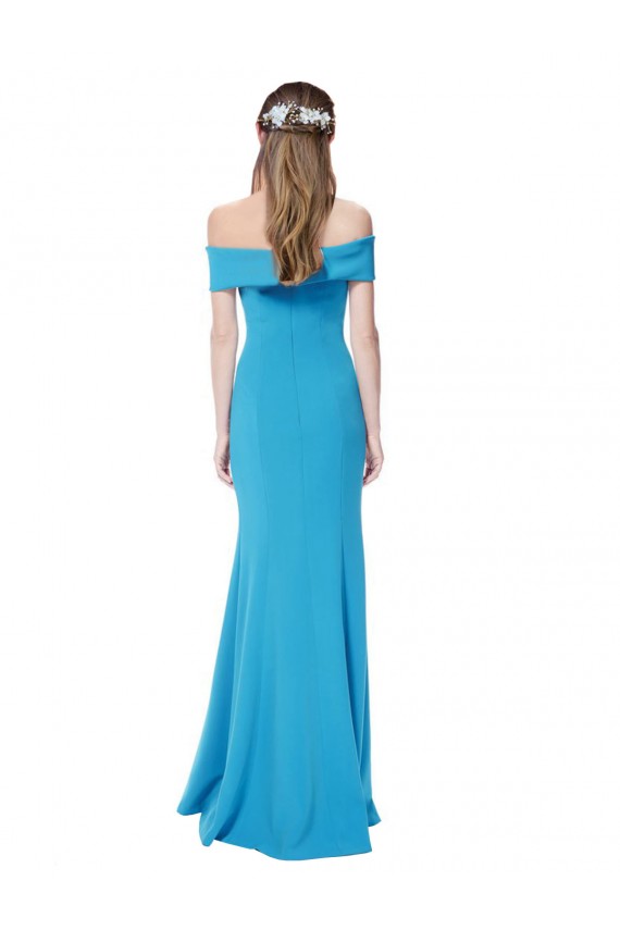 Off the Shoulder Crepe Prom Dress with Fitted Silhouette Australia