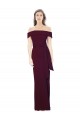 Off the Shoulder Long Crepe Prom Dress with Waist Tie Australia