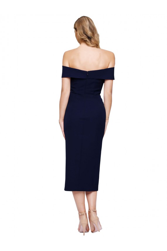 Midi Length Short Crepe Cocktail Prom Dress / Homecoming Dress with Side Split Australia