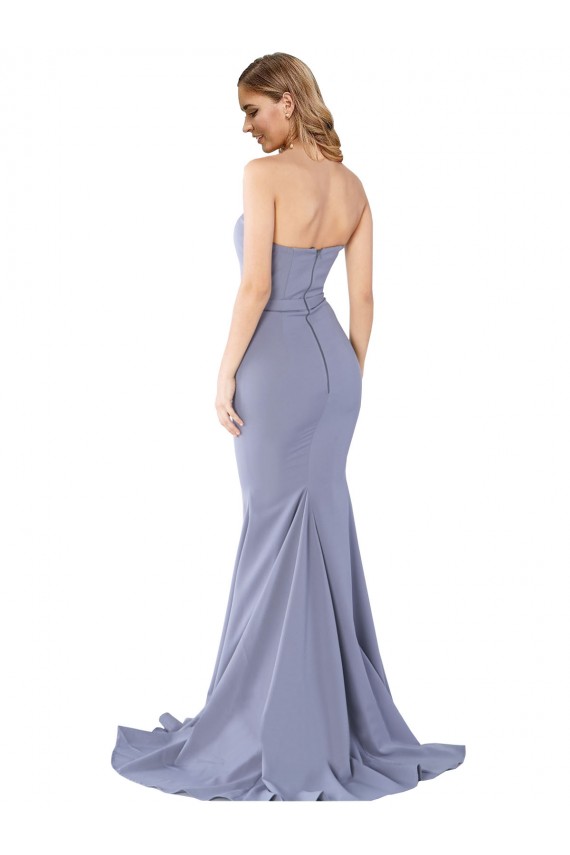Long Strapless Sweetheart Sweep Train Crepe Prom Dress with Low Back Australia