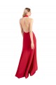 Sleek Fit and Flare High Neck Halter Stretch Crepe Prom Dress with Open Back Australia