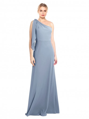 Draped Flutter Sleeves One Shoulder Stretch Crepe Prom Dress Australia