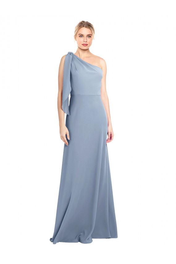 Draped Flutter Sleeves One Shoulder Stretch Crepe Prom Dress Australia