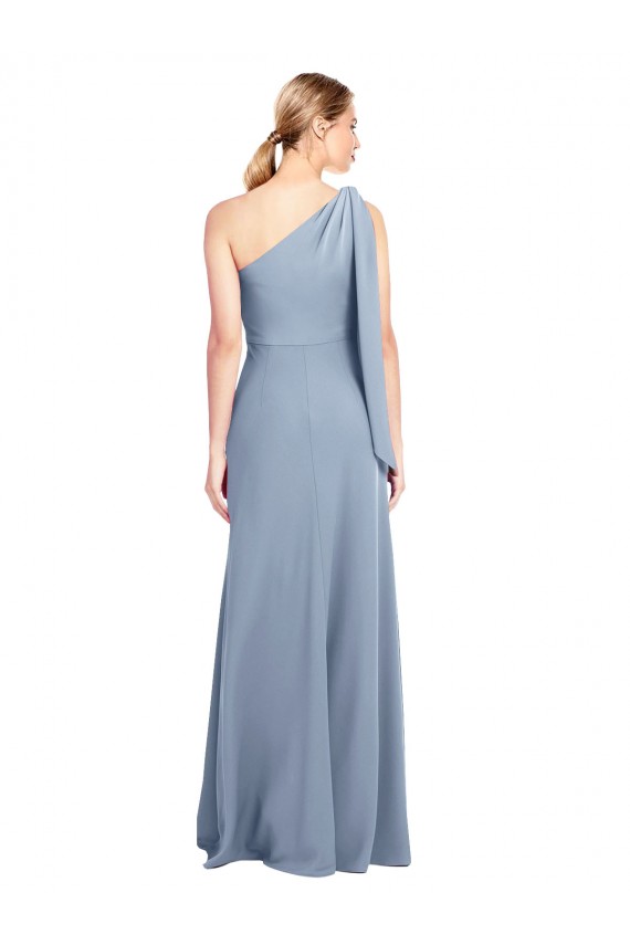 Draped Flutter Sleeves One Shoulder Stretch Crepe Prom Dress Australia