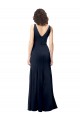 Classic V-Neck Long Stretch Crepe Prom Dress with V-Back Australia