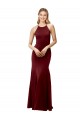 Fit and Flare Halter Neckline Stretch Crepe Prom Dress with Strappy Back Australia