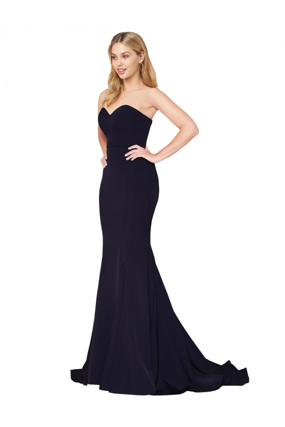 Sweetheart High Neck Sweep Train Sleeveless Crepe Prom Dress Australia