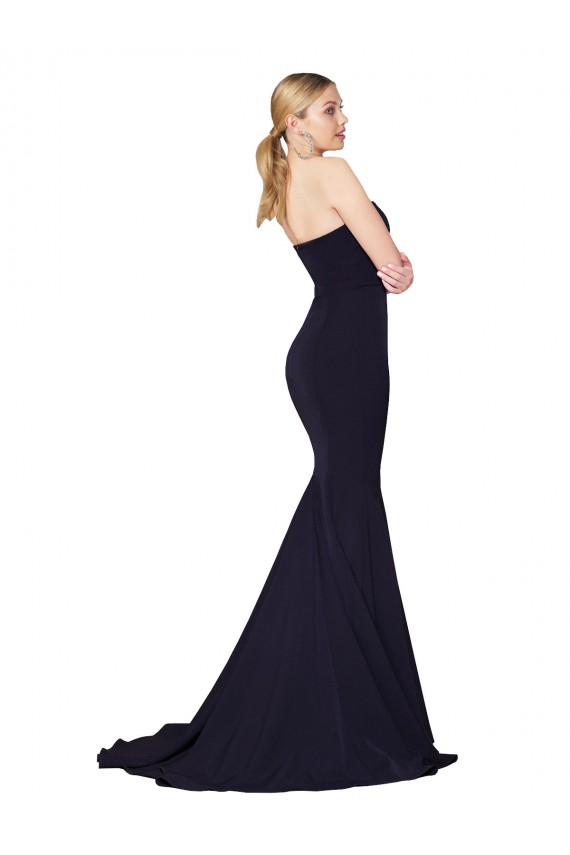 Sweetheart High Neck Sweep Train Sleeveless Crepe Prom Dress Australia