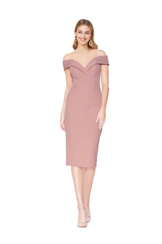Knee Length Off the Shoulder Sweetheart Crepe Cocktail Prom Dress / Homecoming Dress Australia