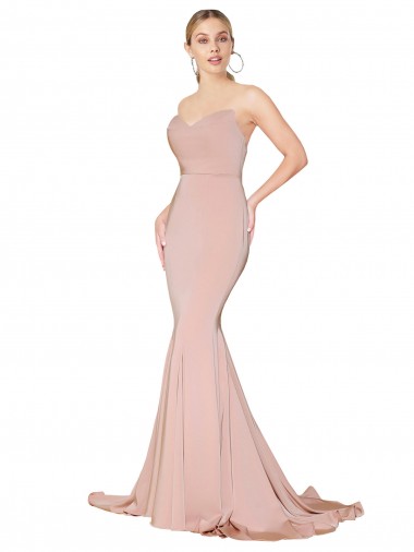 Sweep Train Sweetheart Long Mermaid Crepe Prom Dress Low Back Australia