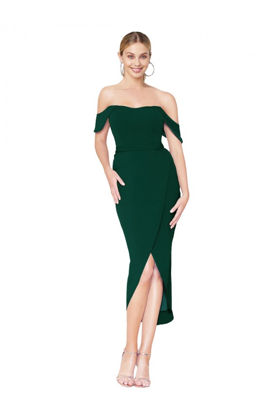 Off the Shoulder Short Knee Length Crepe Wrap Cocktail Prom Dress / Homecoming Dress Australia