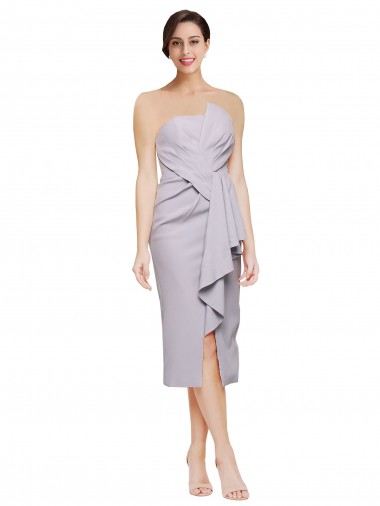 Short Strapless Crepe Cocktail Prom Dress / Homecoming Dress with Ruffles Australia