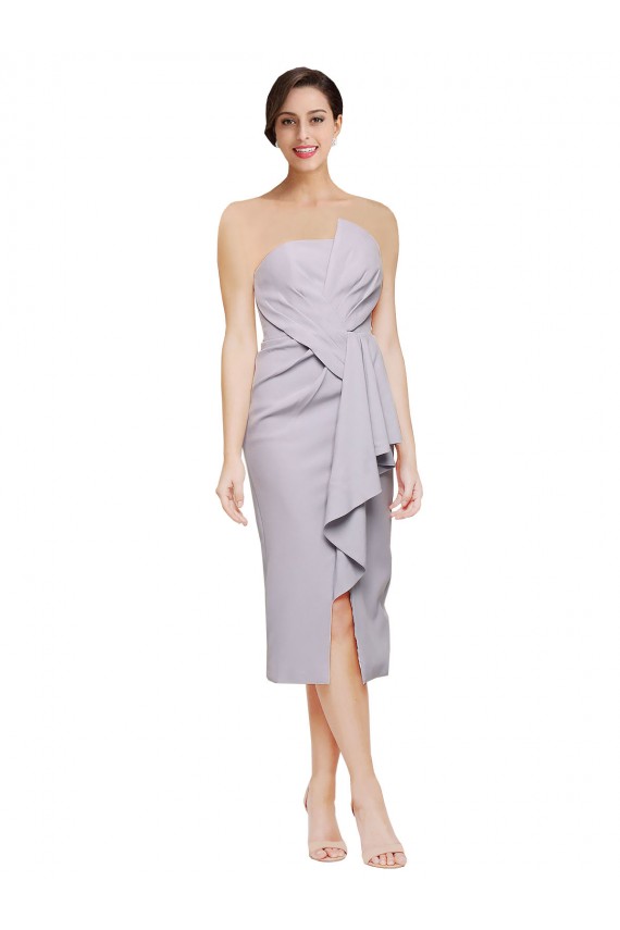 Short Strapless Crepe Cocktail Prom Dress / Homecoming Dress with Ruffles Australia