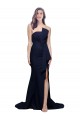 Long Strapless Sweep Train Low Back Crepe Prom Dress Australia