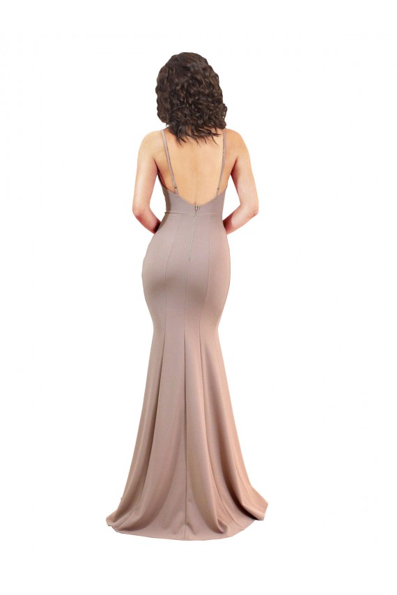 Fishtail Shape V-Neck Crepe Prom Dress with Slit Australia