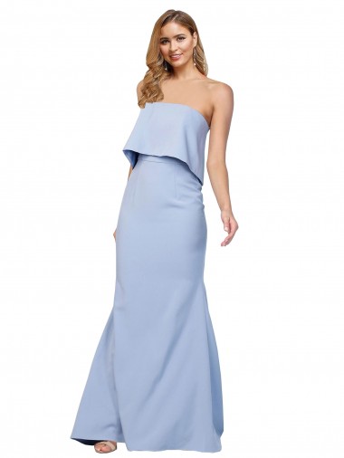 Strapless Full Length Crepe Prom Dress with Bodice Overlay Australia