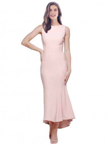 High Neck Low V-Back Midi Length Crepe Cocktail Dress / Prom Dress Australia