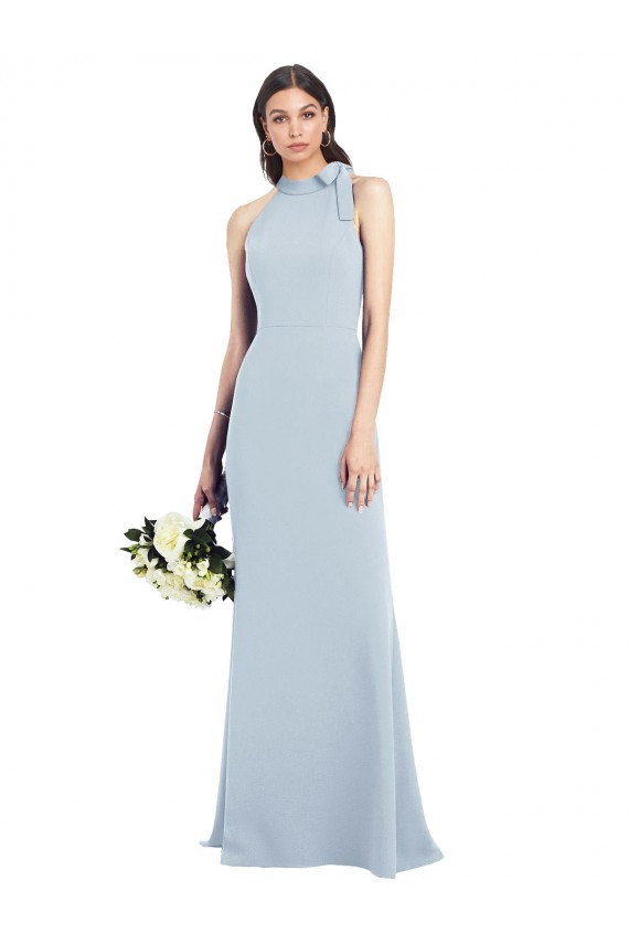 Halter Bow Neck Open Back Soft Full Length Trumpet Prom Dress Australia