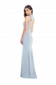 Halter Bow Neck Open Back Soft Full Length Trumpet Prom Dress Australia