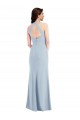 Open Back Halter Maxi Crepe Prom Dress with Draped Bow Australia
