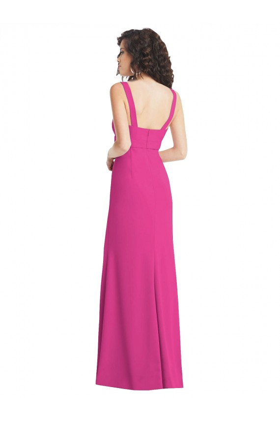 Wide Strap Notch Empire Waist Bridesaid Dress with Front Slit Australia