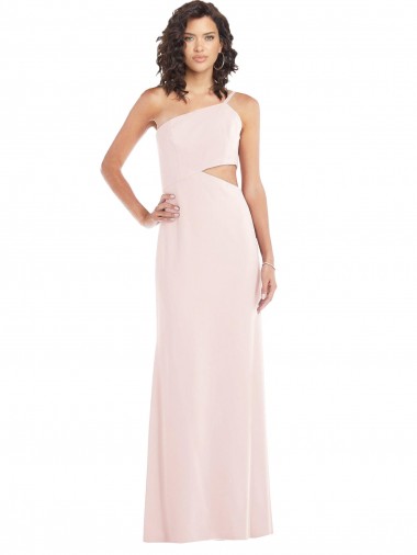 Flirty One Shoulder Midriff Cutout Maxi Crepe Prom Dress Australia