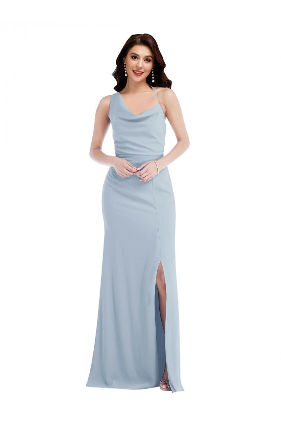 One Shoulder Draped Cowl Neck Maxi Prom Dress Australia