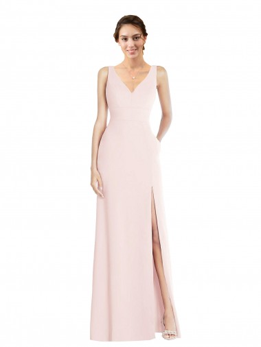 Square Neck Low Back A-Line Prom Dress with Front Slit and Pockets Australia