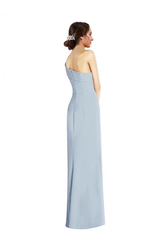 Asymmetrical Off the Shoulder Cuff Trumpet Crepe Prom Dress With Front Slit Australia