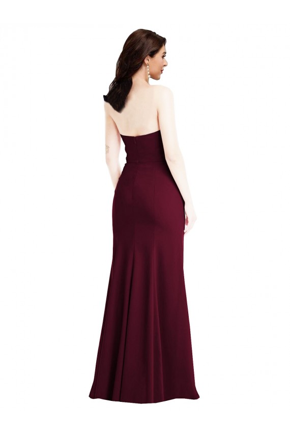 Strapless Crepe Maxi Prom Dress with Front Slit Australia