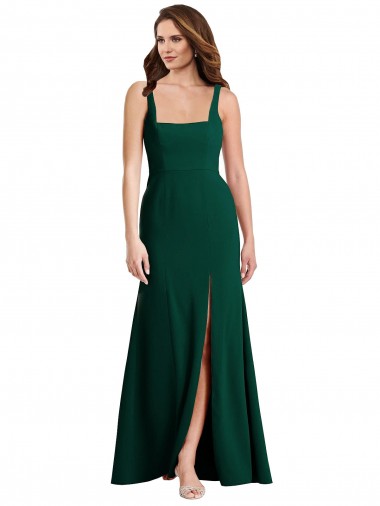 Square Neck Trumpet Maxi Prom Dress with Front Slit Australia