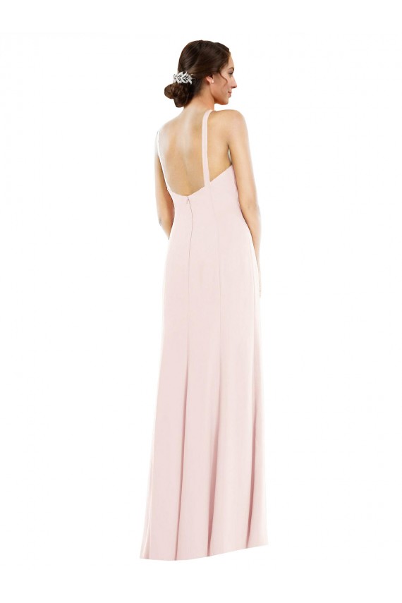 Criss Cross Halter Princess Line Trumpet Crepe Prom Dress Australia