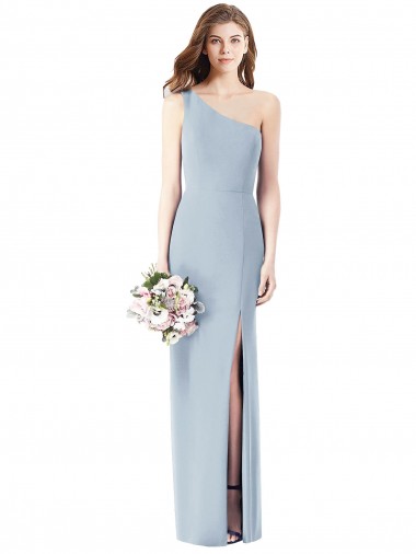 One Shoulder Crepe Trumpet Prom Dress with Front Slit Australia
