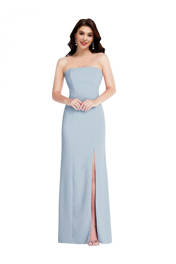 Strapless Scoop Back Maxi Crepe Prom Dress with Front Slit Australia