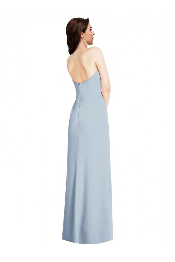 Strapless Scoop Back Maxi Crepe Prom Dress with Front Slit Australia