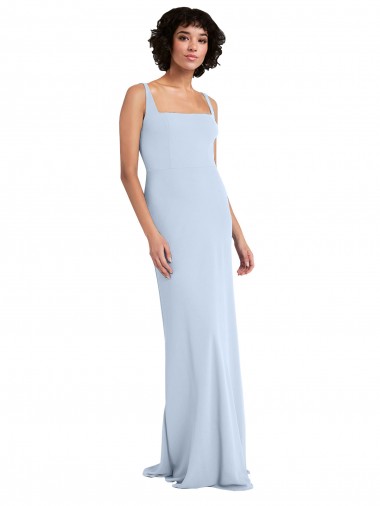 Slim Square Neck Fit and Flare Full Length Stretch Crepe Prom Dress Australia
