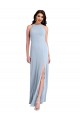 Fit and Flare High Neck Crepe Prom Dress with Side Slit Australia