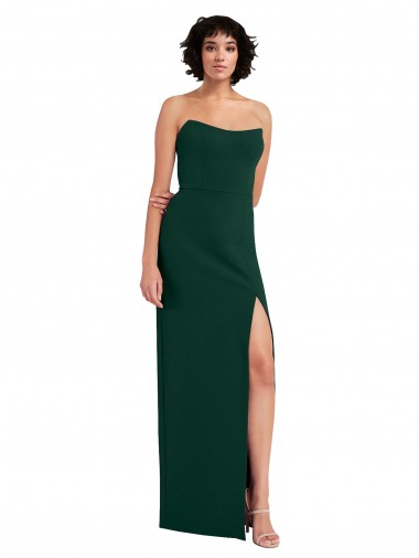 Scooped Strapless Neckline Crepe Prom Dress with Side Slit Australia