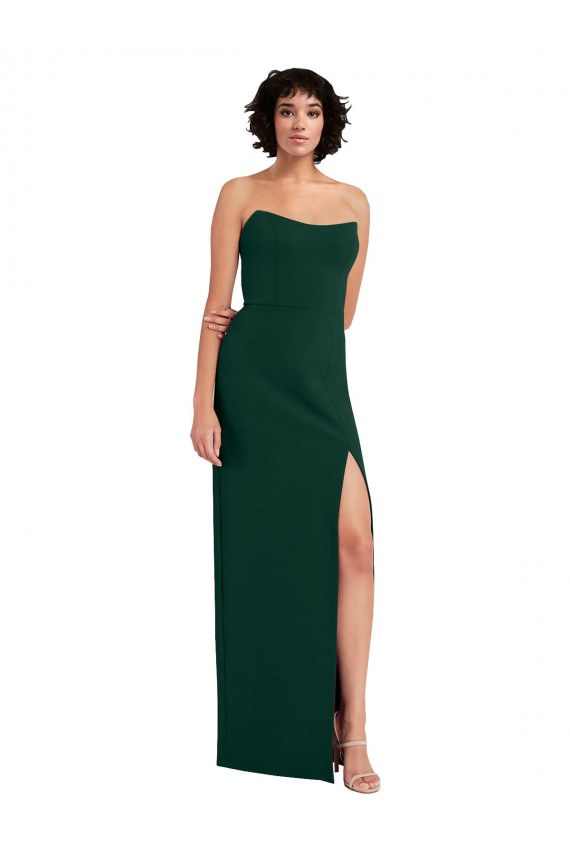 Scooped Strapless Neckline Crepe Prom Dress with Side Slit Australia