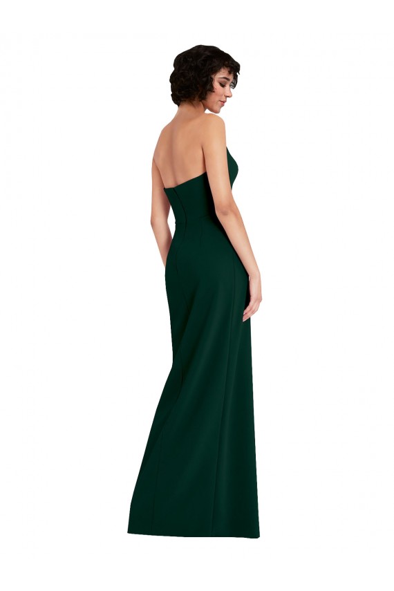 Scooped Strapless Neckline Crepe Prom Dress with Side Slit Australia