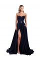 Sweetheart Neckline Low Back Long Crepe Prom Dress with High Leg Spit & Pockets Australia