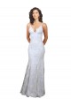V-Neckline Backless Floral Patterned Sequin Formal Prom Dress Australia