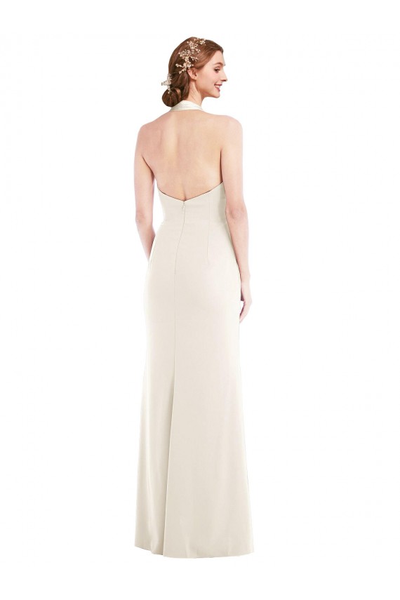 Halter Tuxedo Maxi Prom Dress with Front Slit Australia