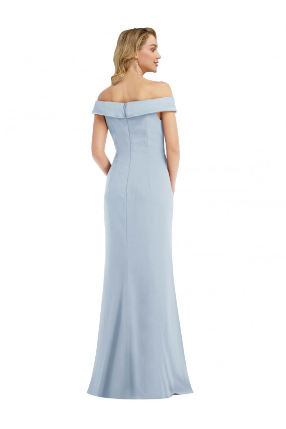 Off the Shoulder Tuxedo Maxi Prom Dress with Front Slit Australia
