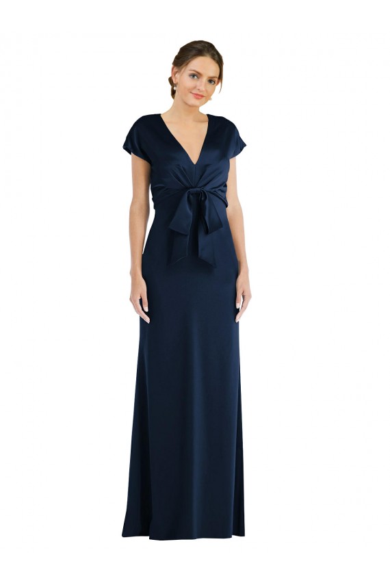 Soft Bow Blouson Bodice Trumpet Crepe Prom Dress Australia
