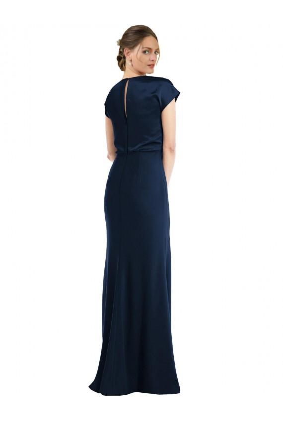 Soft Bow Blouson Bodice Trumpet Crepe Prom Dress Australia