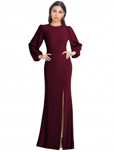 Puff Sleeves Long Maxi Briddesmaid Dress with Cutout Tie Back Australia