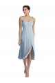 Midi Cocktail Length Bustier Crepe Prom Dress with Back Bow Straps Australia