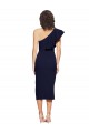 Ruched Midi Length Short Crepe Cocktail Prom Dress / Homecoming Dress with Shoulder Ruffles Australia