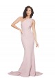 Long Sweep Train One Shoulder Crepe Prom Dress with Side Leg Split Australia